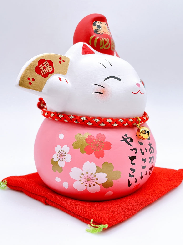 日本耀彩櫻花達摩必勝招財貓 特大