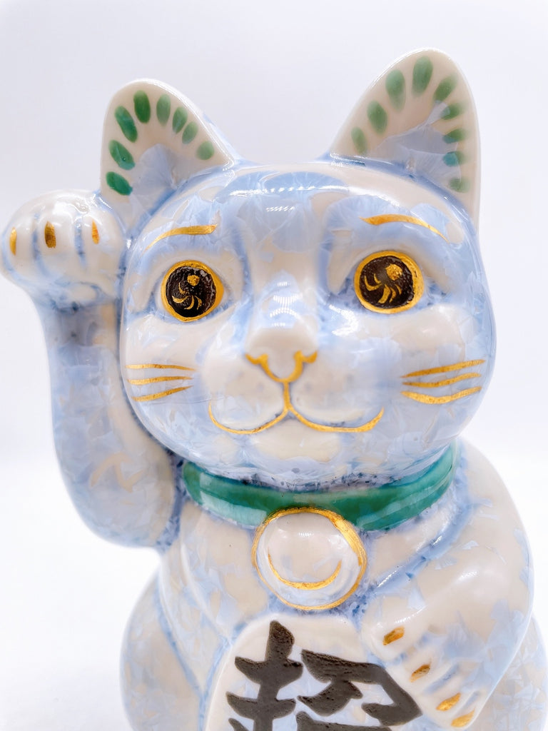 日本清水烧招财猫花结晶银藤