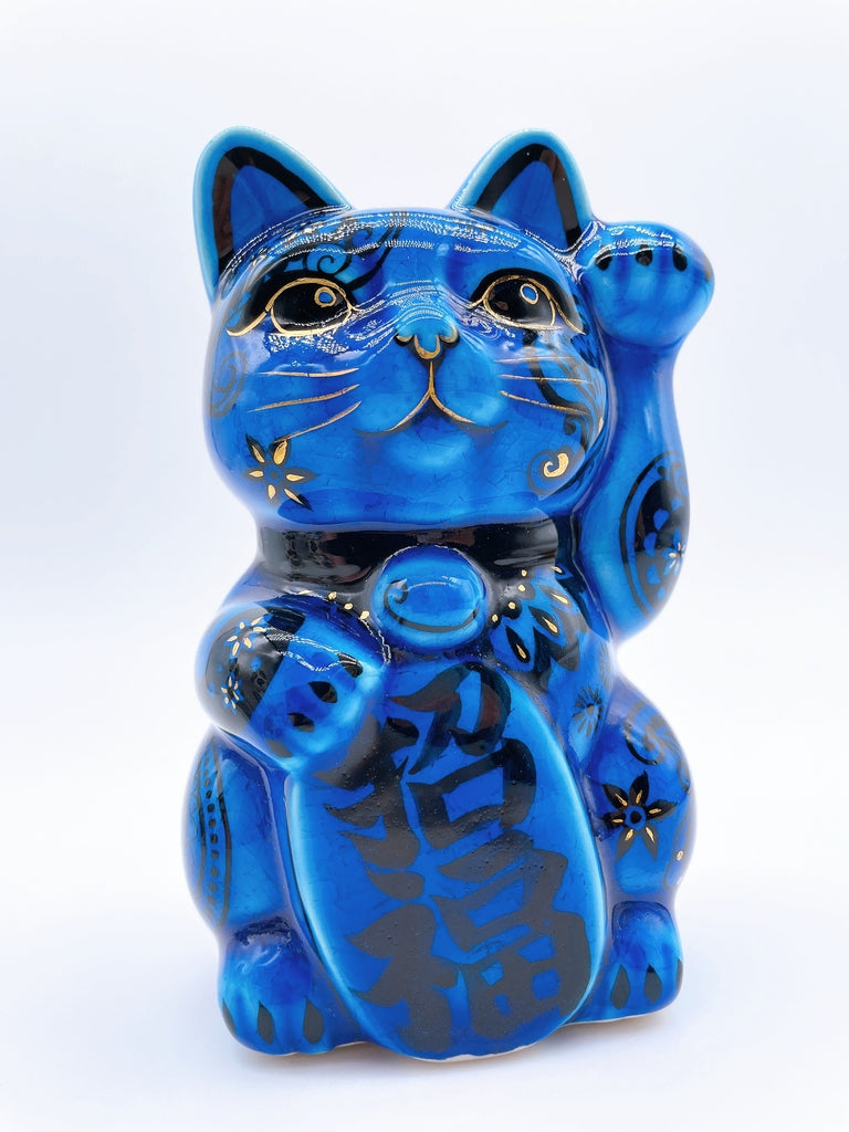 日本清水燒招財貓  花結晶 交趾
