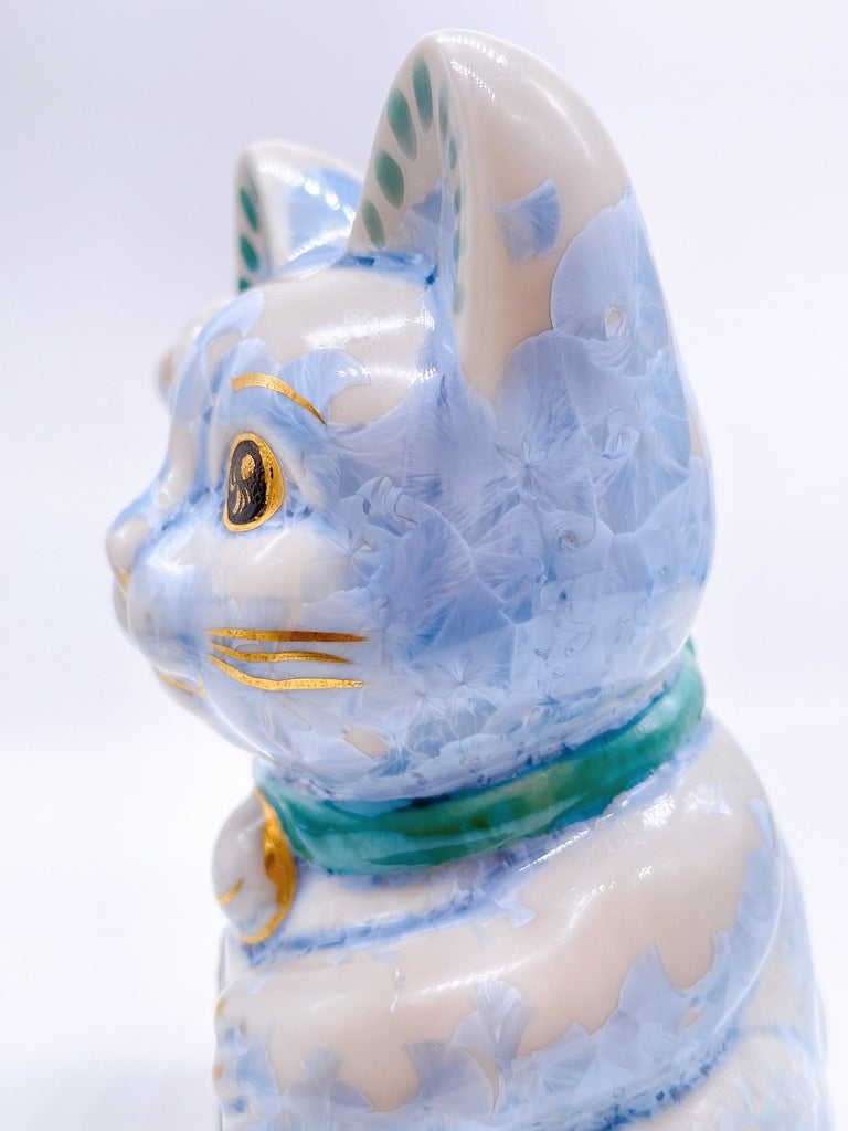 日本清水烧招财猫花结晶银藤
