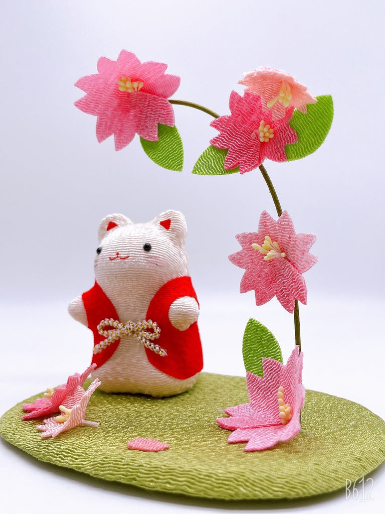 Japanese lucky cat cherry blossom