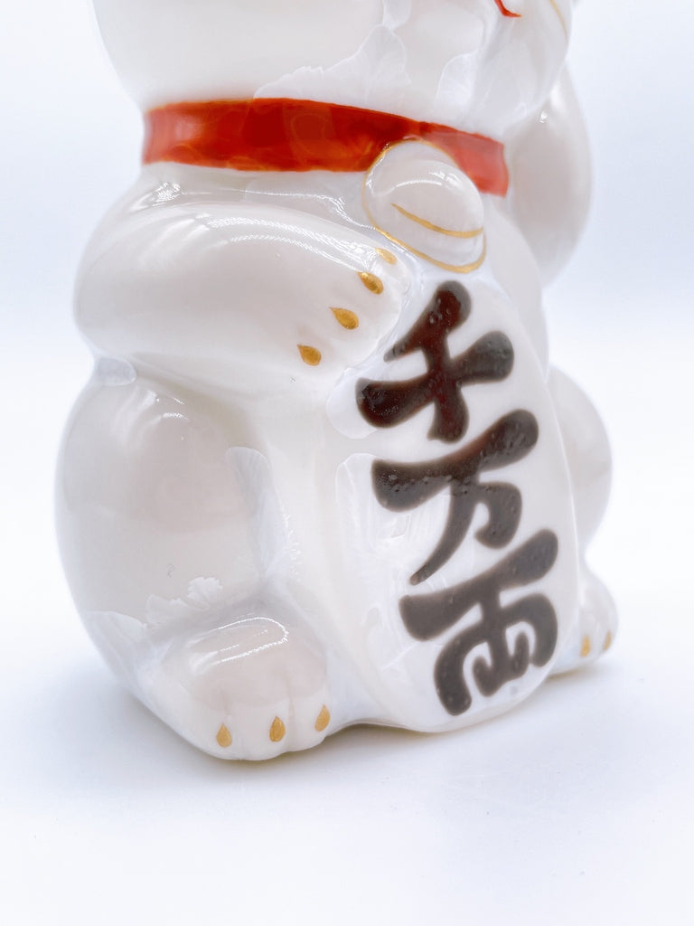 日本清水烧招财猫花结晶白