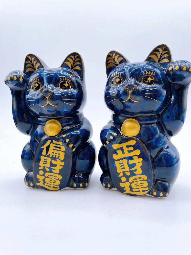 日本清水烧招财猫青墨正财运